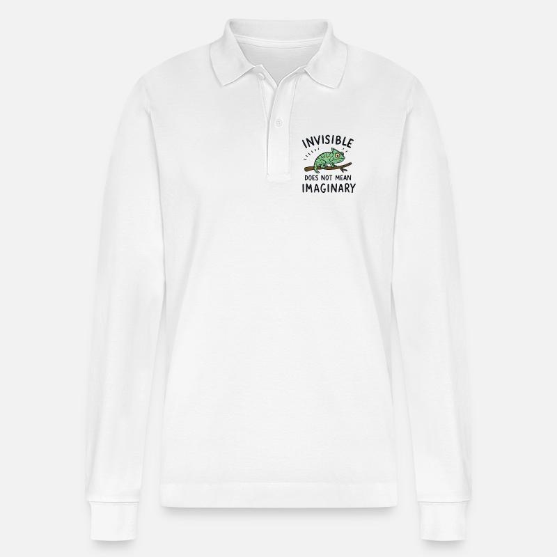 Chamäleon Spruch Unsichtbar ≠ eingebildet - Stanley/Stella Unisex Bio-Langarm-Poloshirt Prepster - Weiß