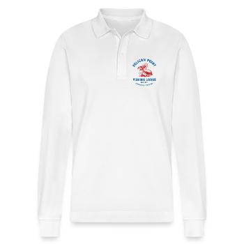 Pelican Point Fishing Lodge Florida T-Shirt - Stanley/Stella Unisex Bio-Langarm-Poloshirt Prepster - Weiß - Vorne - Anna (173cm) & Nico (186cm)