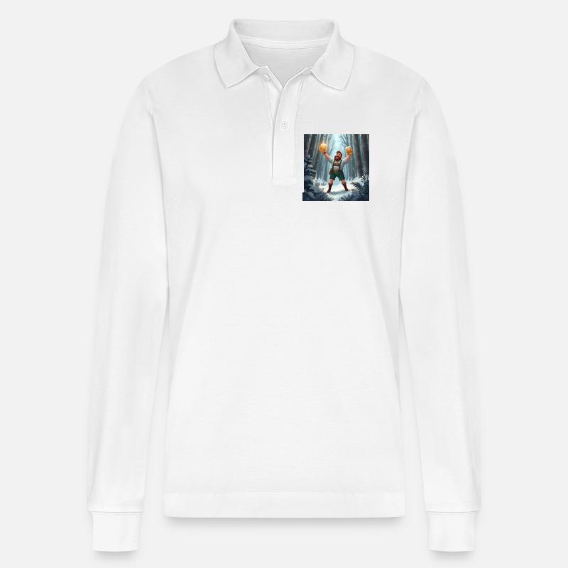 Bierheld im Winterwald - Stanley/Stella Unisex Bio-Langarm-Poloshirt Prepster - Weiß