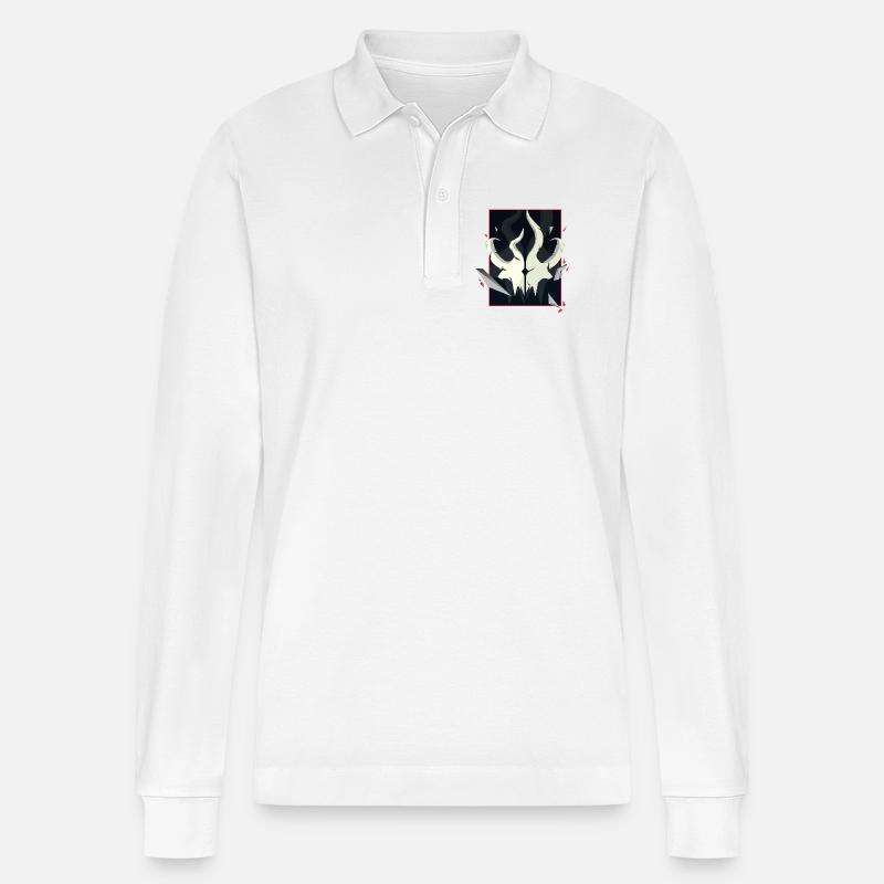 Horned Skull – Rote Akzent Edition - Stanley/Stella Unisex Bio-Langarm-Poloshirt Prepster - Weiß