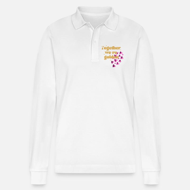 Gemeinsam sind wir Gold wert - Stanley/Stella Unisex Bio-Langarm-Poloshirt Prepster - Weiß
