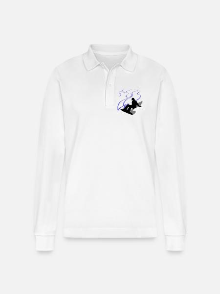 Snowboard - Stanley/Stella Organic Unisex Long-Sleeved Polo Shirt Prepster - white