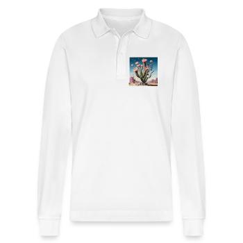 Wüstenkaktus Blütenrausch - Stanley/Stella Unisex Bio-Langarm-Poloshirt Prepster - Weiß - Vorne - Anna (173cm) & Nico (186cm)