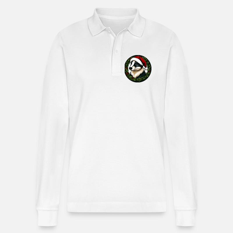 Weihnachten Dachse - Stanley/Stella Unisex Bio-Langarm-Poloshirt Prepster - Weiß