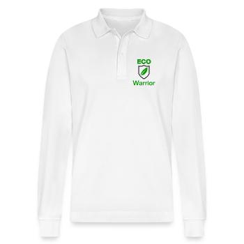 ECO Warrior. Green Mindset, Ecologies first - Stanley/Stella Organic Unisex Long-Sleeved Polo Shirt Prepster - white - Front - Anna (173cm) & Nico (186cm)