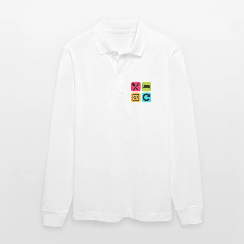 Manger Dormir Code Répéter Citation drôle Dev Polo à manches longues bio PREPSTER Stanley/Stella Unisexe