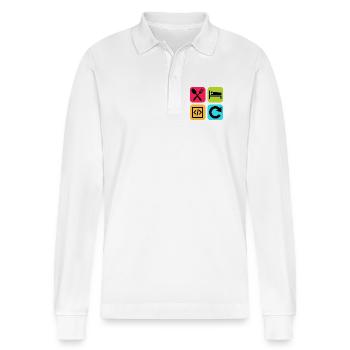 Eat Sleep Code Repeat Funny Quote Dev - Stanley/Stella Organic Unisex Long-Sleeved Polo Shirt Prepster - white - Front - Anna (173cm) & Nico (186cm)