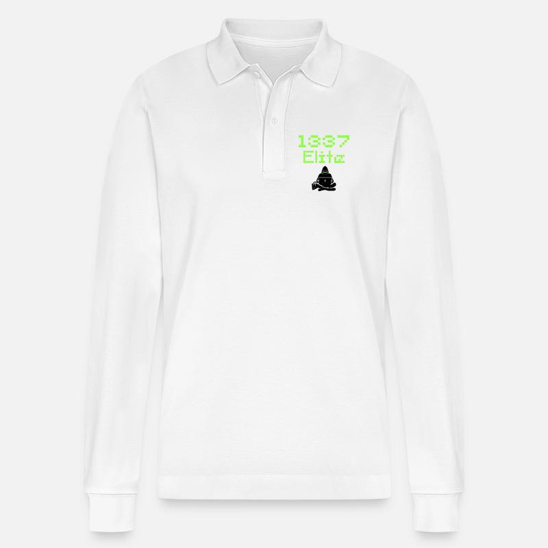 1337 Elite Hacker Squad, Leet Hacker - Stanley/Stella Unisex Bio-Langarm-Poloshirt Prepster - Weiß