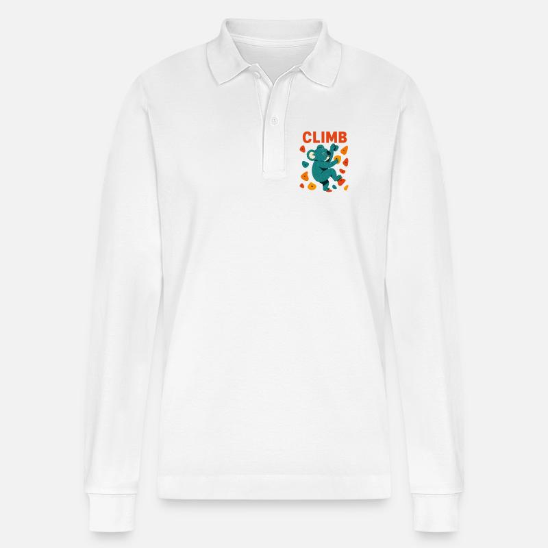 Bouldern Koala Koalabär Aufstieg Klettern Geschenk - Stanley/Stella Unisex Bio-Langarm-Poloshirt Prepster - Weiß