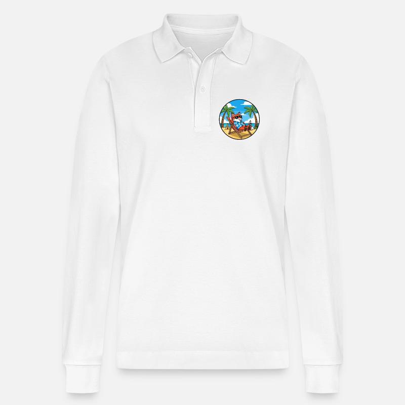 Coole Fox Beach Urlaub Sommerstimmung - Stanley/Stella Unisex Bio-Langarm-Poloshirt Prepster - Weiß