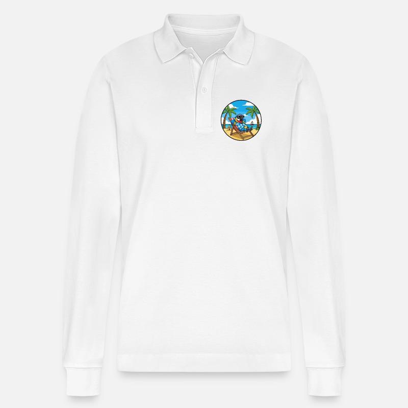 Cool Parrot Beach Vacation Summer Vibes - Stanley/Stella Unisex Bio-Langarm-Poloshirt Prepster - Weiß