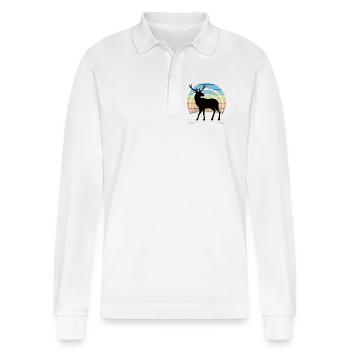 Deer - Stanley/Stella Organic Unisex Long-Sleeved Polo Shirt Prepster - white - Front - Anna (173cm) & Nico (186cm)