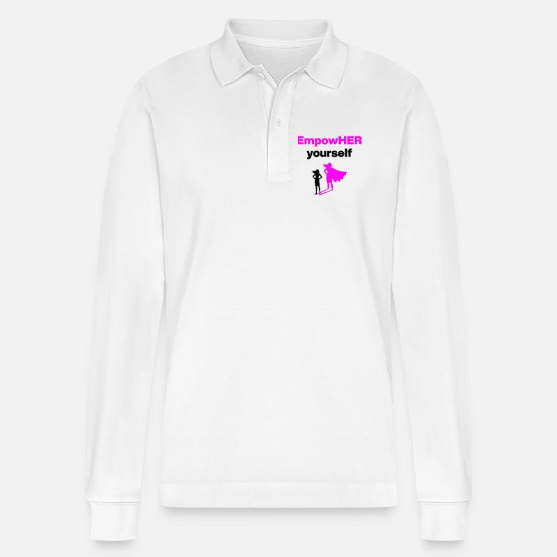 EMPOHER YOURSELF PINK EMPOWERMENT SUPERHELDIN - Stanley/Stella Unisex Bio-Langarm-Poloshirt Prepster - Weiß
