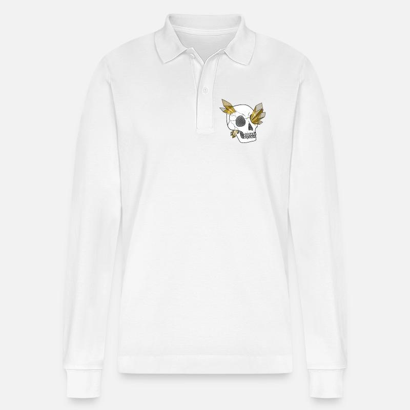 Kristallschädel - Mensch (von Leni Riosa) - Stanley/Stella Unisex Bio-Langarm-Poloshirt Prepster - Weiß