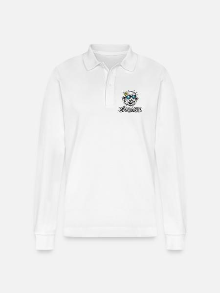 Mählanie Funny Sheep Pun Name Melanie - Stanley/Stella Organic Unisex Long-Sleeved Polo Shirt Prepster - white