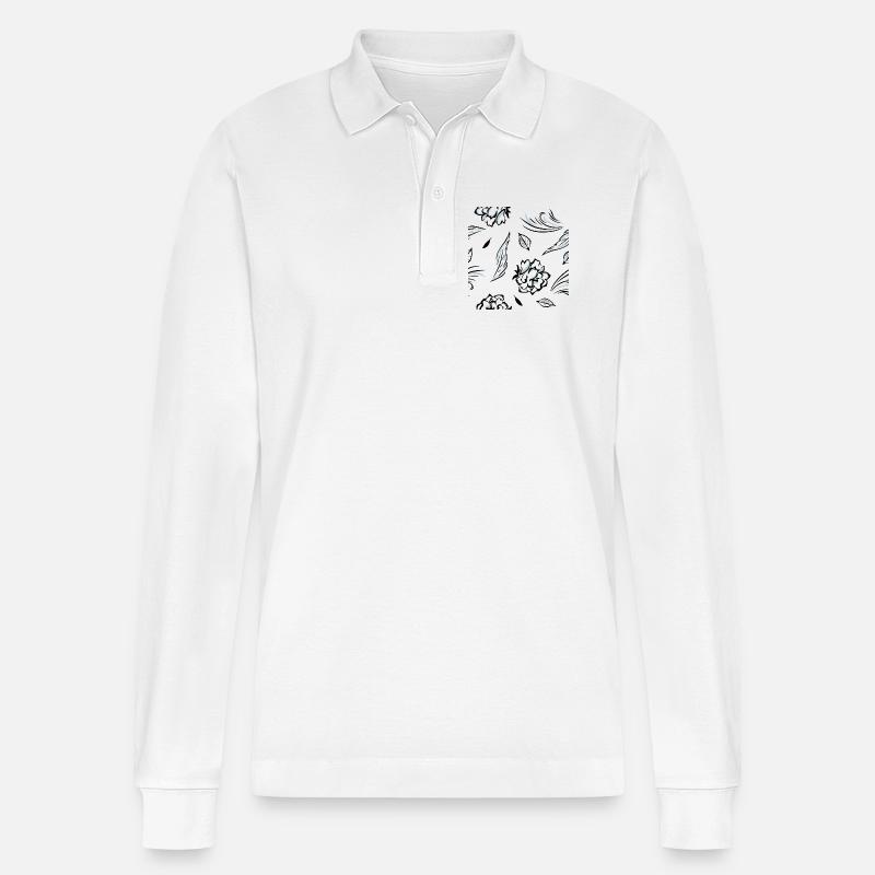 Seamless_pattern_with_roses - Polo à manches longues bio PREPSTER Stanley/Stella Unisexe - blanc