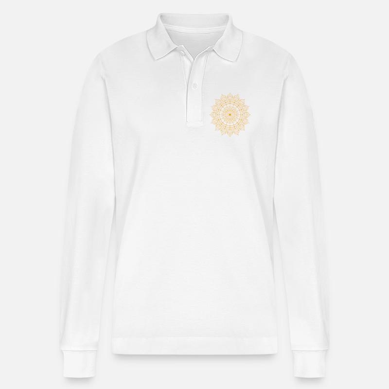 Mandala - Stanley/Stella Unisex Bio-Langarm-Poloshirt Prepster - Weiß