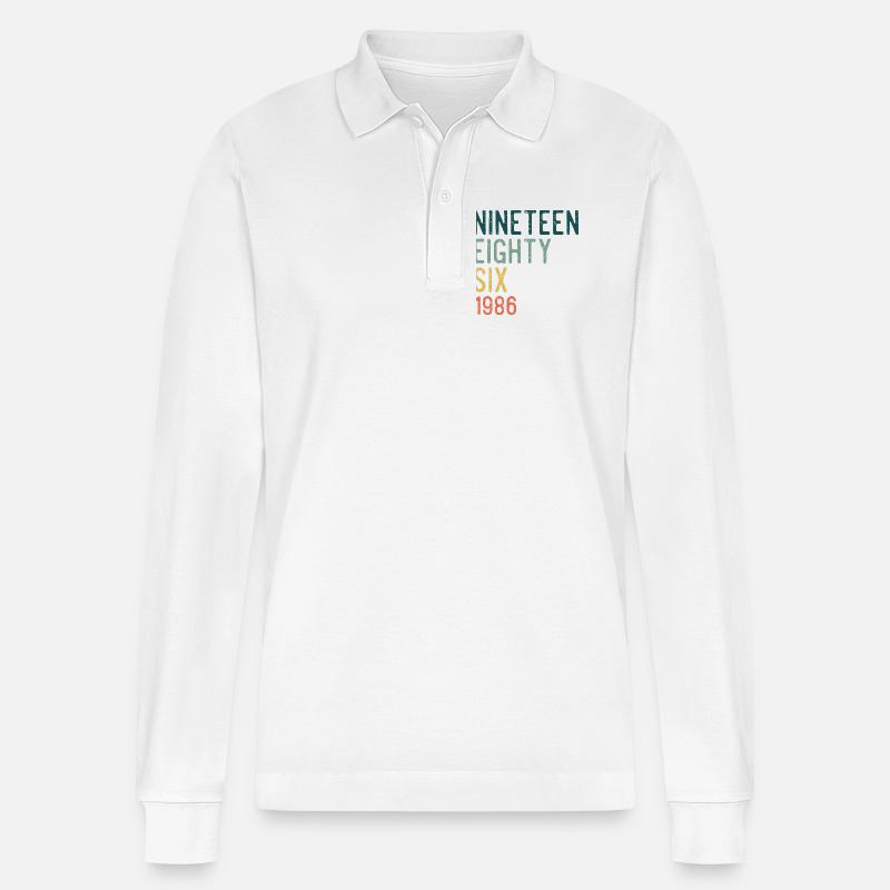 Nineteen Eighty-Six Retro - Stanley/Stella Unisex Bio-Langarm-Poloshirt Prepster - Weiß