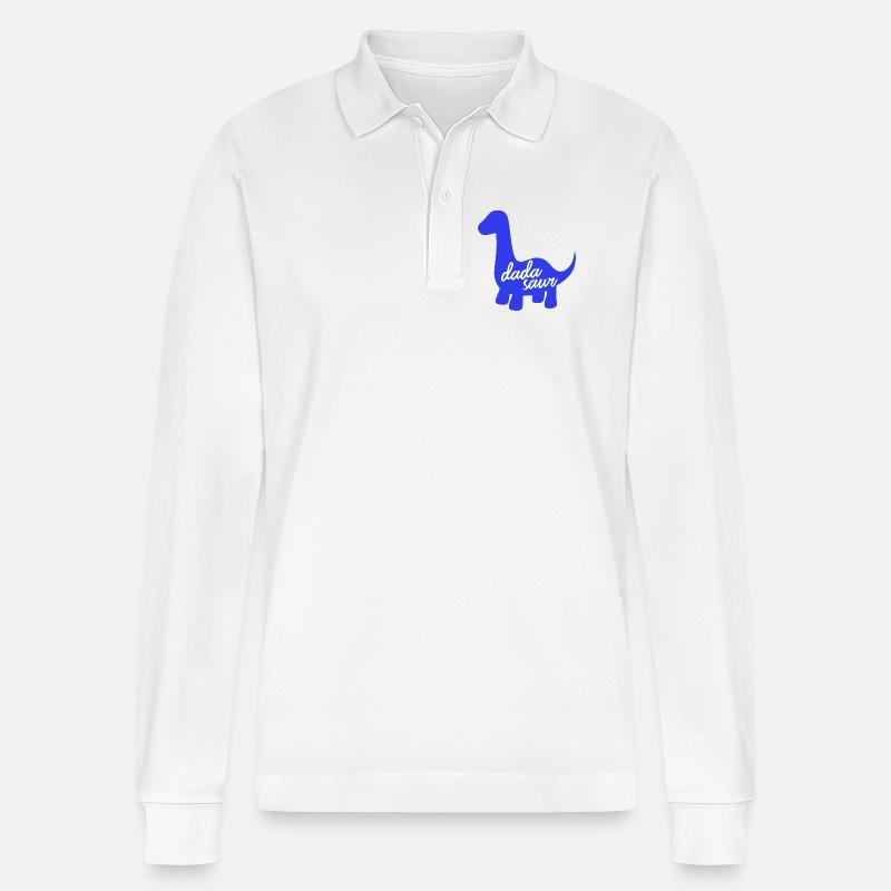 Daddysaurus Rex lustiges Dinosaurier-Slogan-Design - Stanley/Stella Unisex Bio-Langarm-Poloshirt Prepster - Weiß