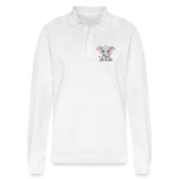Kuscheliges Elefantenbaby Cartoon - Stanley/Stella Unisex Bio-Langarm-Poloshirt Prepster - Weiß - Vorne - Anna (173cm) & Nico (186cm)