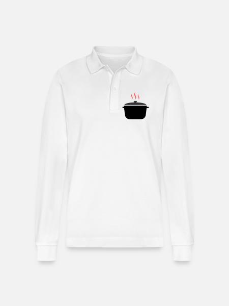 Kochtopf Dampf Kochen - Stanley/Stella Unisex Bio-Langarm-Poloshirt Prepster - Weiß