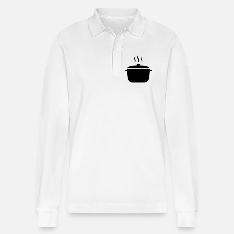 Kochtopf Suppe Dampf Icon - Stanley/Stella Unisex Bio-Langarm-Poloshirt Prepster - Weiß