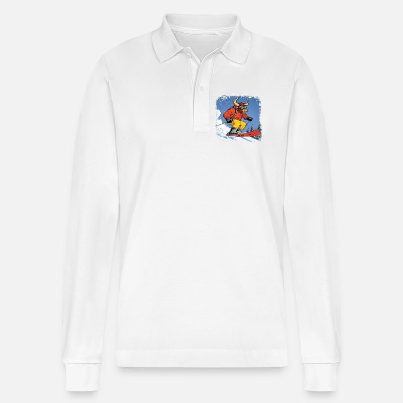 Ski Stier - Stanley/Stella Unisex Bio-Langarm-Poloshirt Prepster - Weiß
