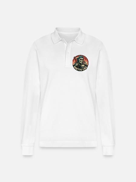Squelette avec micro et style ghetto - Polo à manches longues bio PREPSTER Stanley/Stella Unisexe - blanc