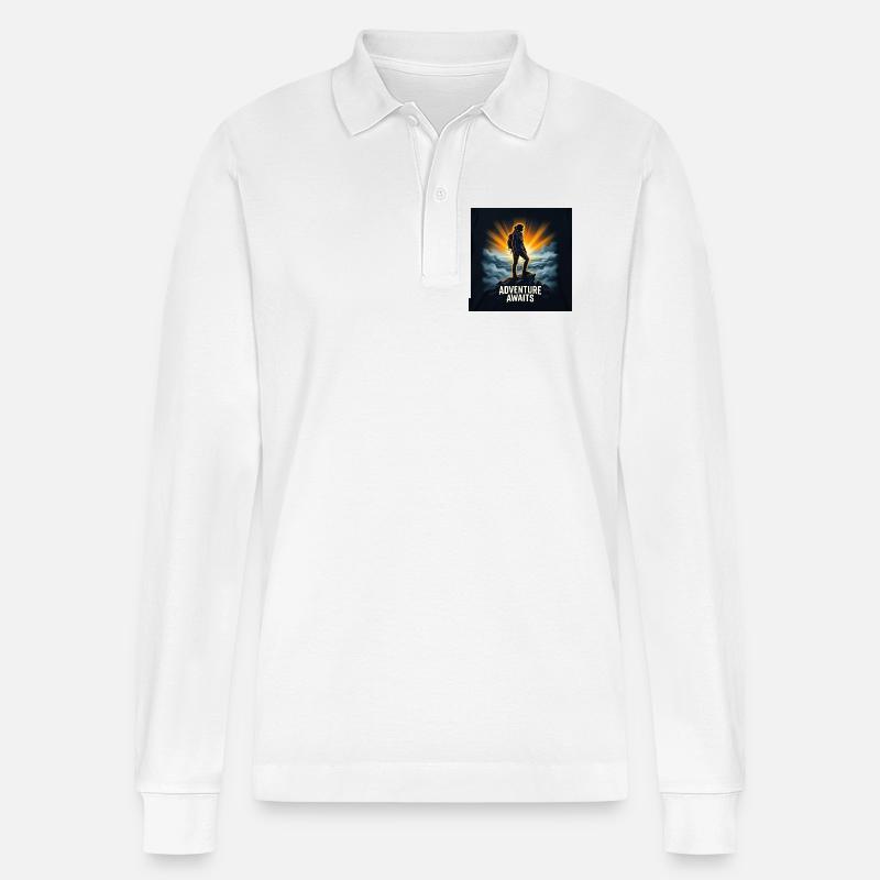 Abenteuer erwartet Bergsteiger - Stanley/Stella Unisex Bio-Langarm-Poloshirt Prepster - Weiß