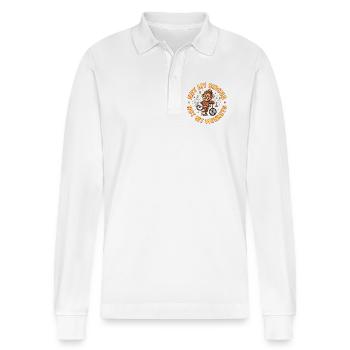 Not my circus, not my monkeys - Stanley/Stella Organic Unisex Long-Sleeved Polo Shirt Prepster - white - Front - Anna (173cm) & Nico (186cm)