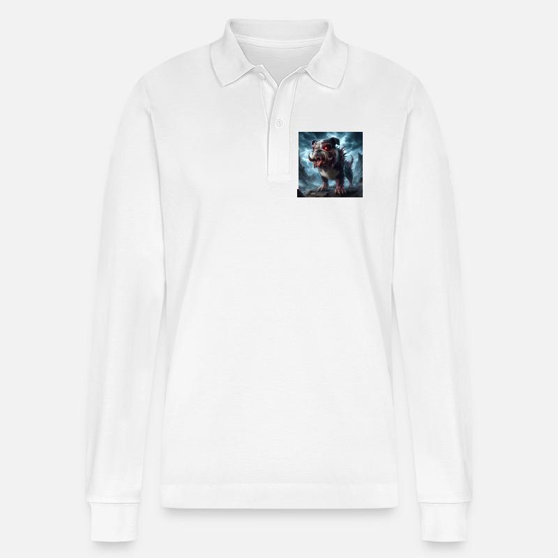Infernalischer Dämonenhund - Stanley/Stella Unisex Bio-Langarm-Poloshirt Prepster - Weiß