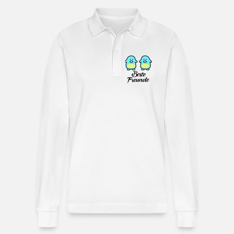 Pinguine Beste Freunde - Stanley/Stella Unisex Bio-Langarm-Poloshirt Prepster - Weiß