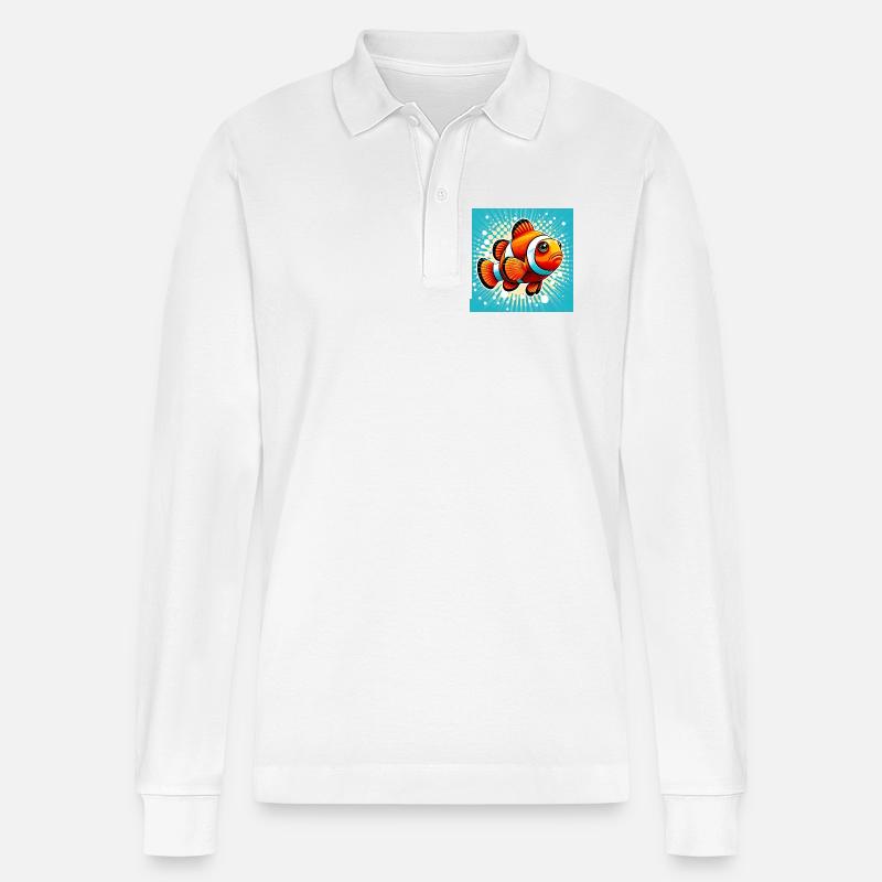 Clownfisch - Stanley/Stella Unisex Bio-Langarm-Poloshirt Prepster - Weiß