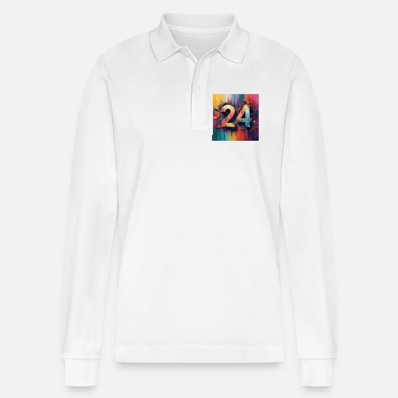 Farbenfrohe Abstraktion 24 - Stanley/Stella Unisex Bio-Langarm-Poloshirt Prepster - Weiß