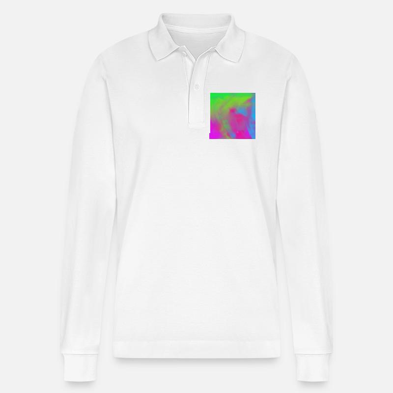 Lebendiger Neon-Tie-dye-Farbverlauf Burst - Stanley/Stella Unisex Bio-Langarm-Poloshirt Prepster - Weiß