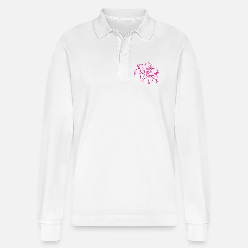 Fleur de lys - Polo à manches longues bio PREPSTER Stanley/Stella Unisexe - blanc
