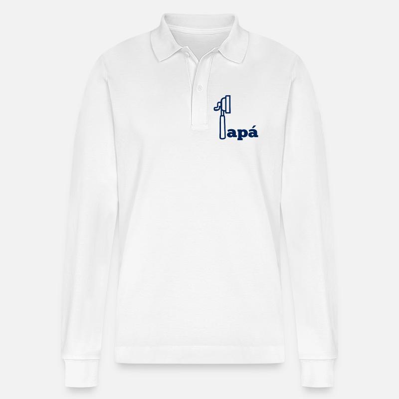 Espresso Café Spanischer Papa - Stanley/Stella Unisex Bio-Langarm-Poloshirt Prepster - Weiß