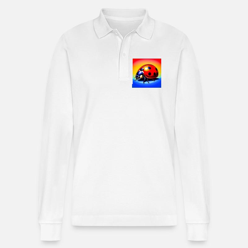 Marienkäfer - Stanley/Stella Unisex Bio-Langarm-Poloshirt Prepster - Weiß
