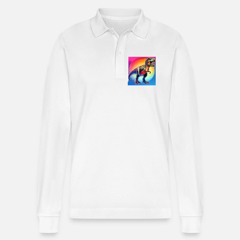 Dinosaurier - Stanley/Stella Unisex Bio-Langarm-Poloshirt Prepster - Weiß