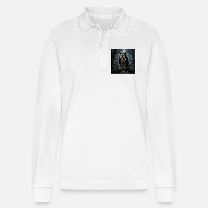 Uhu wächter des Waldes - Stanley/Stella Unisex Bio-Langarm-Poloshirt Prepster - Weiß