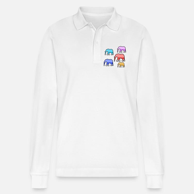 Elefanten - Stanley/Stella Unisex Bio-Langarm-Poloshirt Prepster - Weiß