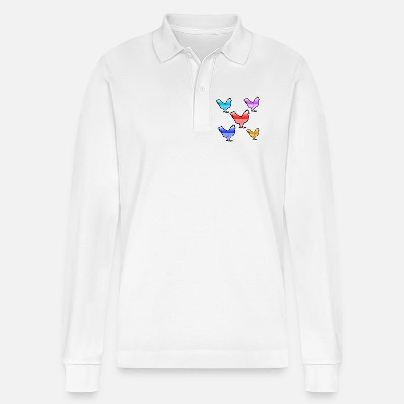 Hühner - Stanley/Stella Unisex Bio-Langarm-Poloshirt Prepster - Weiß