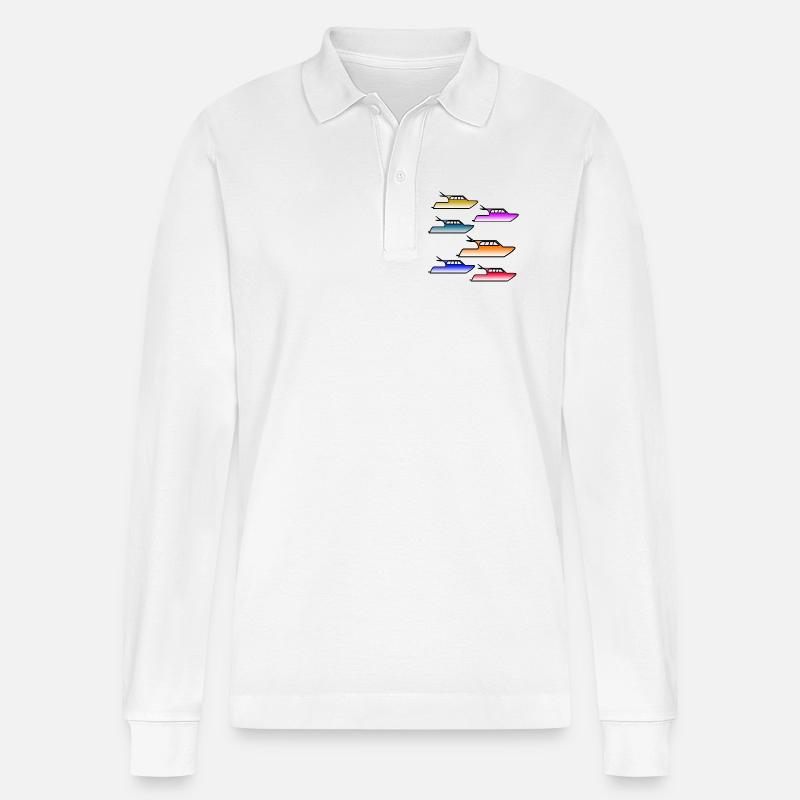 Motorboote - Stanley/Stella Unisex Bio-Langarm-Poloshirt Prepster - Weiß