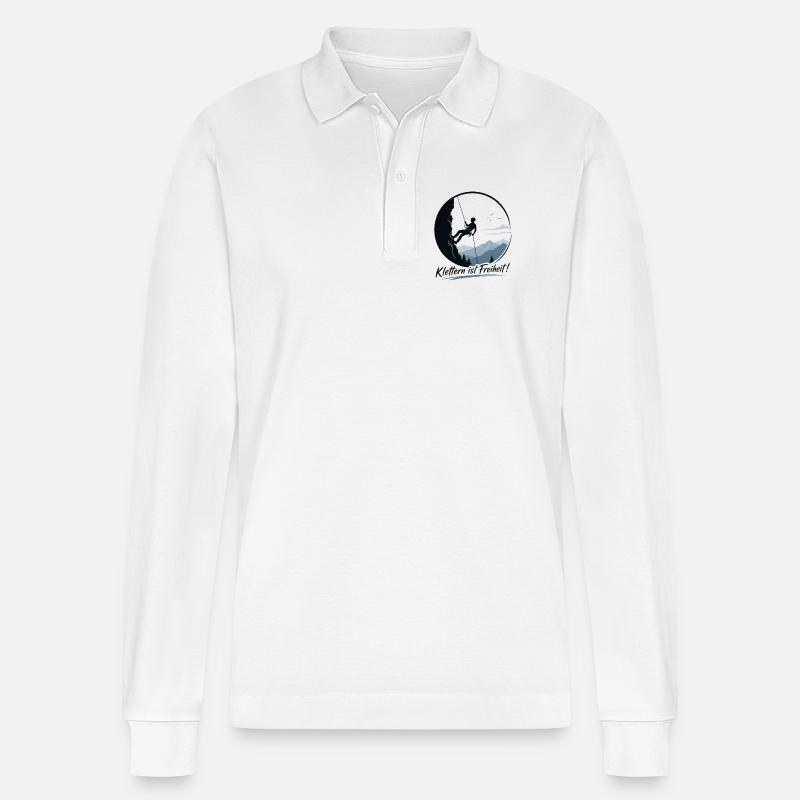 Klettern3 - Stanley/Stella Unisex Bio-Langarm-Poloshirt Prepster - Weiß