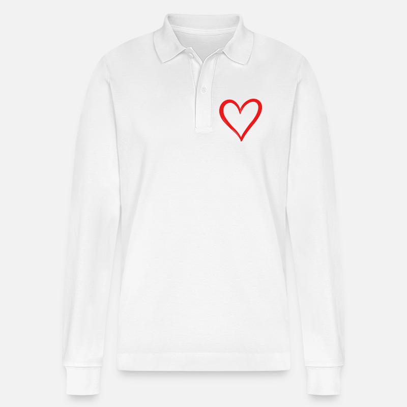 Herz - Stanley/Stella Unisex Bio-Langarm-Poloshirt Prepster - Weiß