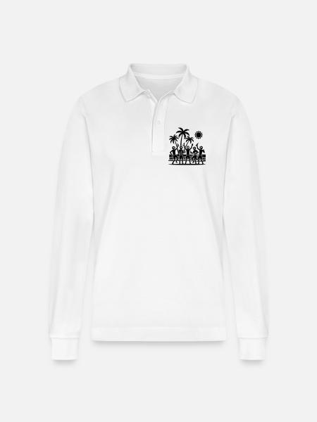 Holiday Party Team - Stanley/Stella Organic Unisex Long-Sleeved Polo Shirt Prepster - white