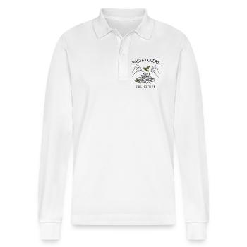Spaghetti T-Shirt Pasta Lovers Design Women/Men - Stanley/Stella Organic Unisex Long-Sleeved Polo Shirt Prepster - white - Front - Anna (173cm) & Nico (186cm)