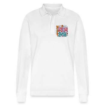 Wife Mom Chefin - Blumen-Design für Mama & Ehefrau - Stanley/Stella Unisex Bio-Langarm-Poloshirt Prepster - Weiß - Vorne - Anna (173cm) & Nico (186cm)