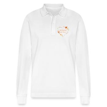Hebamme mit Herz - Personalisierbar - Stanley/Stella Unisex Bio-Langarm-Poloshirt Prepster - Weiß - Vorne - Anna (173cm) & Nico (186cm)