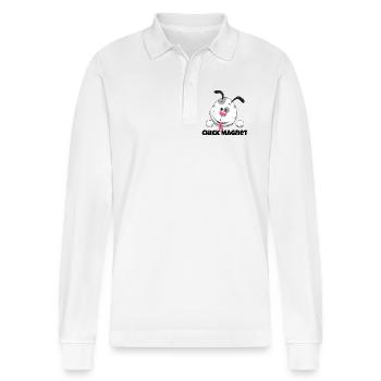 Dalmatian Pup Mischief Cartoon - Stanley/Stella Organic Unisex Long-Sleeved Polo Shirt Prepster - white - Front - Anna (173cm) & Nico (186cm)